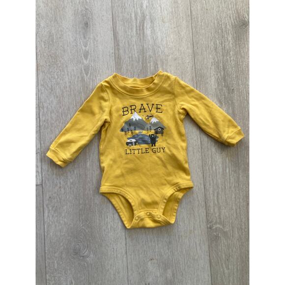 Carter’s Yellow “Brave Little Man” Onesie, Size 9M - Picture 1 of 5